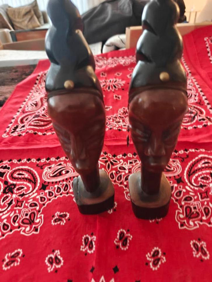 Houten Afrikaanse Beelden Set, Antiek en Kunst, Kunst | Beelden en Houtsnijwerken, Ophalen of Verzenden