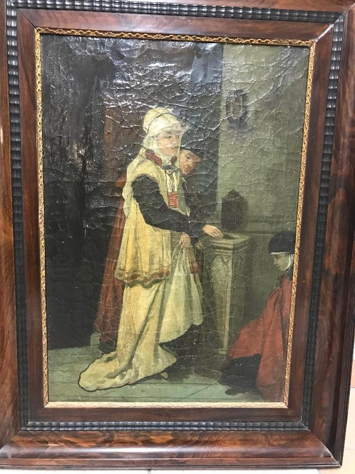 olieverf linnen 17 - 18 - 19 eeuw, Antiek en Kunst, Kunst | Schilderijen | Klassiek, Ophalen