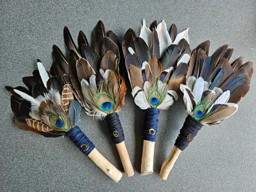 Smudge Feathers veren waaier feather fan salie sage, Huis en Inrichting, Woonaccessoires | Wanddecoraties, Nieuw, Ophalen of Verzenden