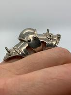 T897 Prachtige zilveren knuckle ring, Sieraden, Tassen en Uiterlijk, Antieke sieraden, Ophalen of Verzenden, Zilver, Ring