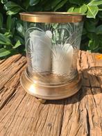 New Baroque windlicht bronskleurig glas geslepen 24cm nu €35, Huis en Inrichting, Woonaccessoires | Kandelaars en Kaarsen, Ophalen