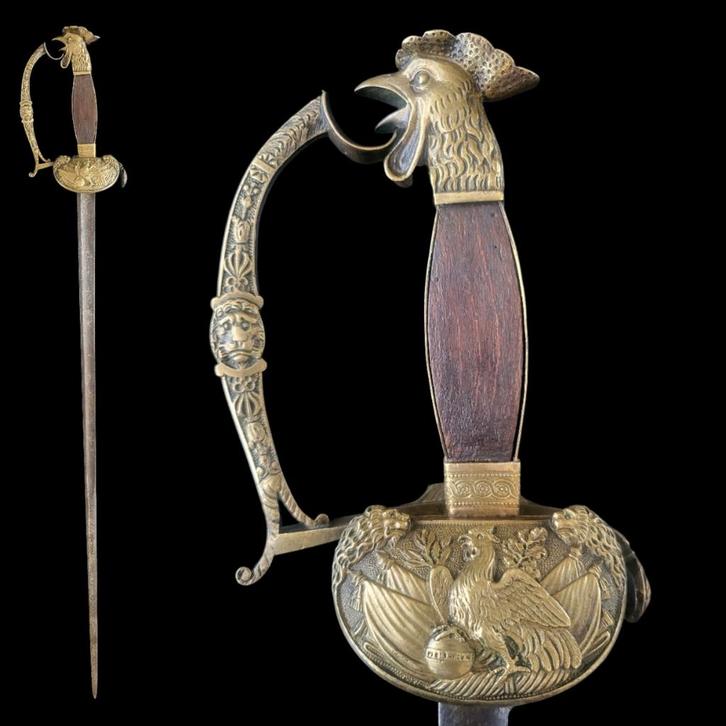 Antiek Frans officiers zwaard epee rapier hanen pommel, Verzamelen, Militaria | Algemeen, Overige soorten, Ophalen of Verzenden