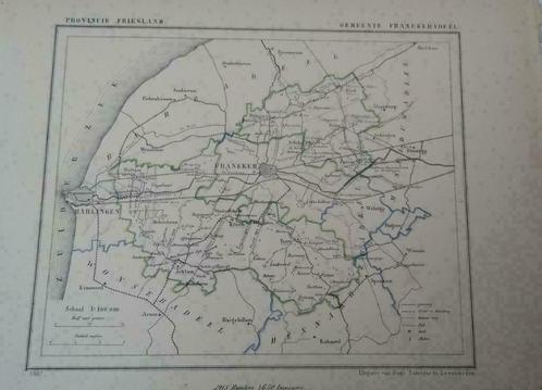 13 / Franekeradeel /Harlingen / Achlum  Litho Kuyper FR 1867, Antiek en Kunst, Kunst | Litho's en Zeefdrukken, Ophalen of Verzenden