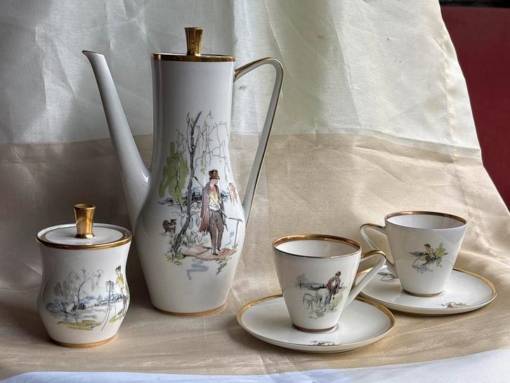 Bavaria ALKA Koffieservies Handgeschilderd 8-delig, Antiek en Kunst, Antiek | Servies compleet, Ophalen of Verzenden