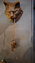 Leuke gietijzeren deurklopper kat & muis, Antiek en Kunst, Curiosa en Brocante, Ophalen of Verzenden