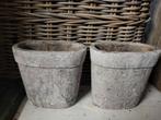 Pot en mand potjes samen, Tuin en Terras, Bloempotten, Ophalen of Verzenden, Rond, Aardewerk, Minder dan 25 cm