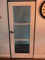 Mooie opdek binnendeur met helder glas en melk glas, Ophalen, Gebruikt, 80 tot 100 cm, Binnendeur