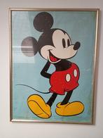 Vintage poster Mickey Mouse in kleurrijke pose en lijst, Ophalen of Verzenden, A1 t/m A3