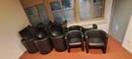 Set van 13 zwarte kuipstoelen – kunstleer, Huis en Inrichting, Fauteuils, Ophalen of Verzenden, Minder dan 75 cm, Hout, Minder dan 50 cm