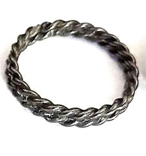 R.V.S. Twistdraad Aanschuif Dubbele Ring, Sieraden, Tassen en Uiterlijk, Ringen, Nieuw, Dame of Heer, 19 tot 20, Zwart, IJzer of Staal