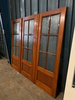 3 delige antieke openslaande deuren met mooi figuurglas, Doe-het-zelf en Verbouw, Deuren en Horren, Ophalen, 120 cm of meer, Binnendeur