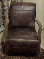 Stoere vintage look lederen stoel, Ophalen, Bruin, Zo goed als nieuw, Metaal