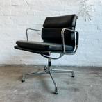 Vitra – Soft Pad Chair EA 208 Conference – Leer zwart, Gebruikt, Zwart, Ophalen of Verzenden, Metaal