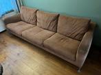 3-zits bruine suede leren bank, Huis en Inrichting, Banken | Bankstellen, Ophalen, Gebruikt, Driepersoons, 75 tot 100 cm