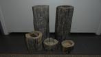 set kandelaren, doorsnee 10-13H6 & 13 H30cm, Overige materialen, Gebruikt, 25 tot 50 cm, Bruin