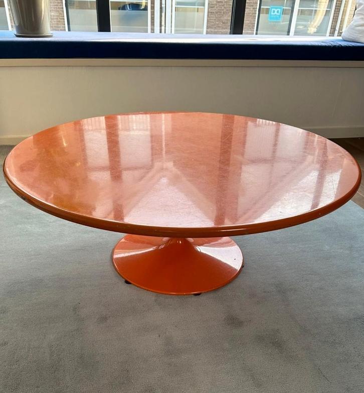 Ronde oranje salontafel – diameter 100 cm, Huis en Inrichting, Tafels | Salontafels, Minder dan 50 cm, 50 tot 100 cm, 50 tot 100 cm
