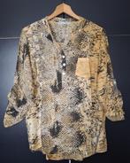 Okergeel zwart (slangen) print dames blouse tuniek maat M/L, Ophalen of Verzenden, Gedragen, Maat 42/44 (L), Overige kleuren