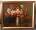 Olieverf Kan met anjers A. Funke Kupper 1869-1955 hxb 40x50, Antiek en Kunst, Kunst | Schilderijen | Klassiek, Ophalen of Verzenden