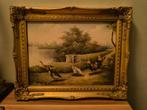 Oud schilderij van kippen en eenden puntgaaf, Ophalen of Verzenden