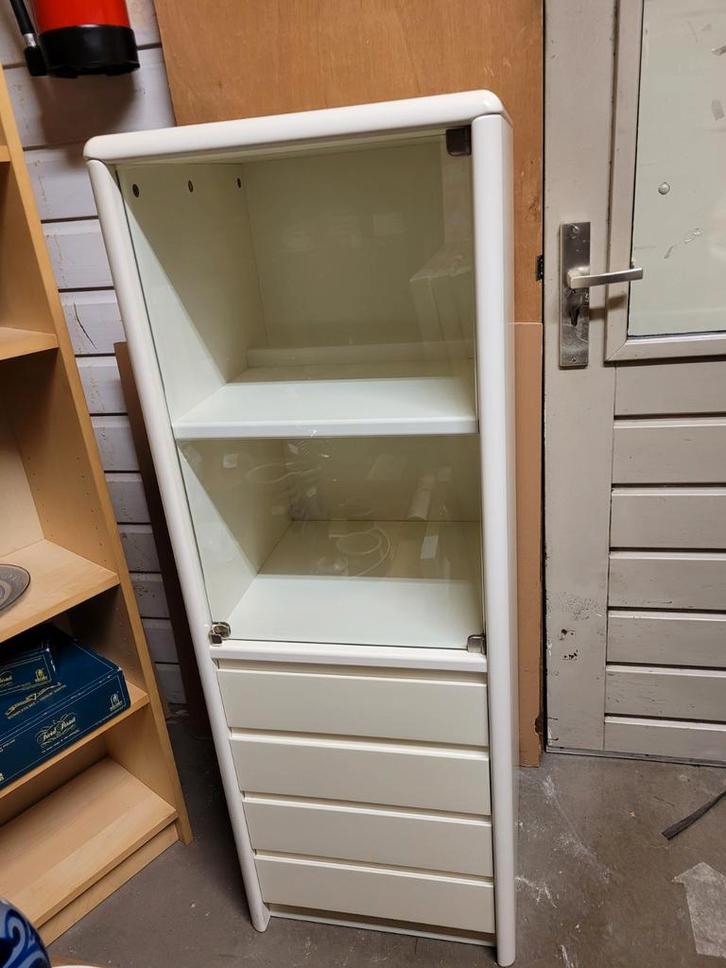 Badkamer kastje, ladekastje, metaal met glazendeur, wit, Huis en Inrichting, Kasten | Ladekasten, Minder dan 100 cm, Minder dan 50 cm