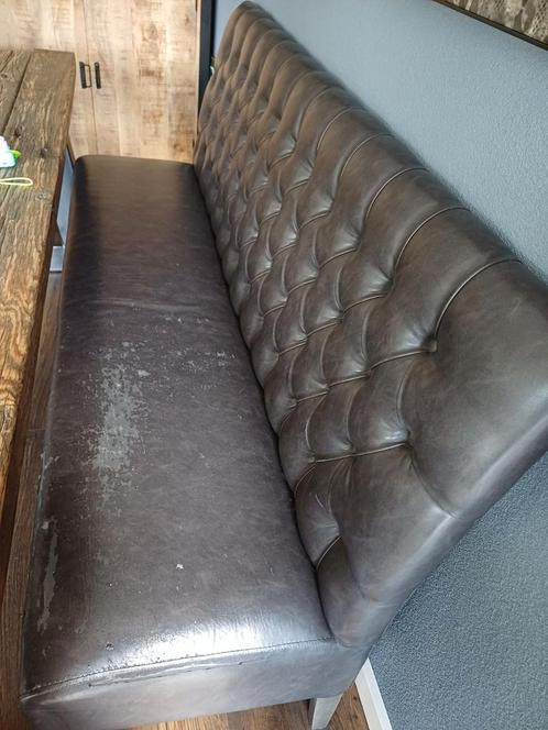 Eetkamerstoelen en bank - Kunstleder met slijtage, Huis en Inrichting, Stoelen, Gebruikt, Vijf, Zes of meer stoelen, Ophalen