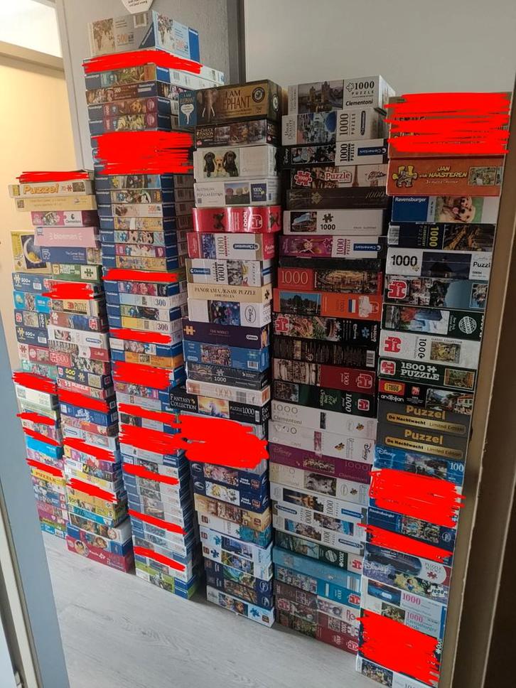 147 puzzels max 2000 stukjes, 33 zijn er nog nieuw, Hobby en Vrije tijd, Denksport en Puzzels, Zo goed als nieuw, Legpuzzel, 500 t/m 1500 stukjes