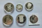 6 Zilveren penningen Nederland., Ophalen of Verzenden, Koningin Beatrix, Euro's, Zilver