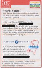 Fletcher Hotels € 35,- voor 2 personen. Postcodeloterij bon., Twee personen, 1 overnachting