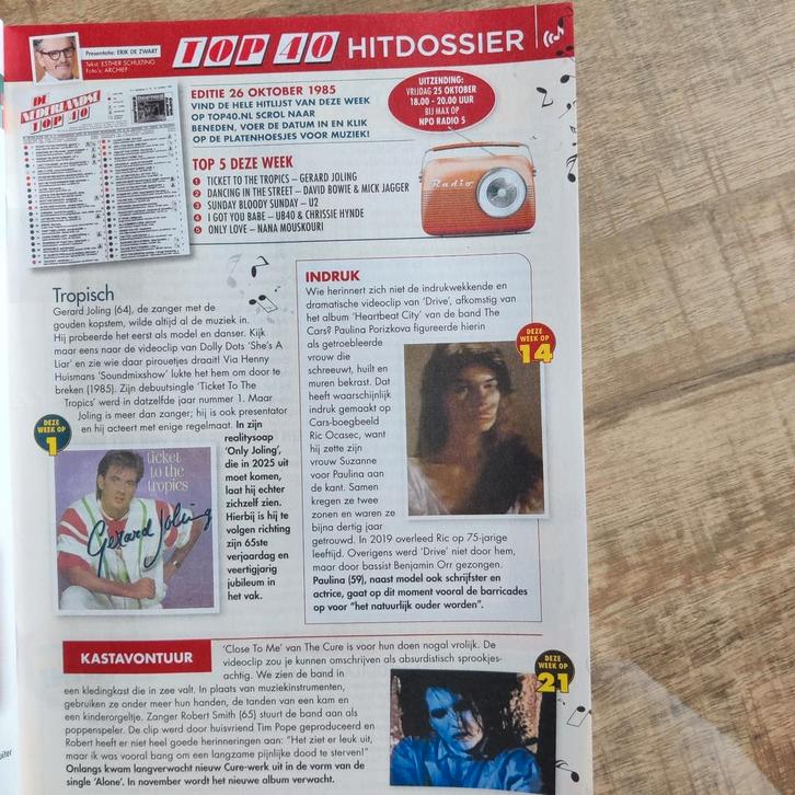 Veronica Top 40 Hitdossier Editie 26-10-1985, Verzamelen, Tijdschriften, Kranten en Knipsels, Knipsel(s), Nederland, 1980 tot heden
