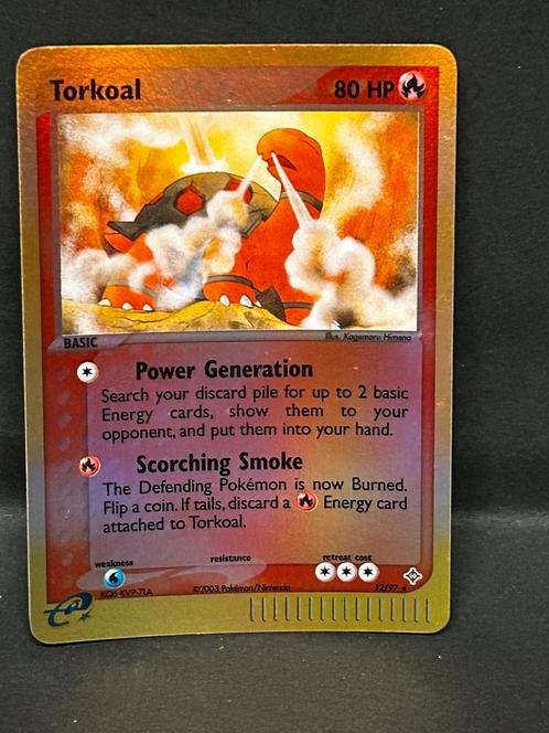 Torkoal 12 Reverse Holo Pokemon Dragon, Hobby en Vrije tijd, Verzamelkaartspellen | Pokémon, Gebruikt, Losse kaart, Verzenden