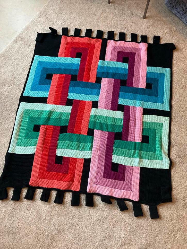 Handgemaakt Gehaakt Wandkleed, Huis en Inrichting, Stoffering | Tapijten en Kleden, Zo goed als nieuw, 100 tot 150 cm, 100 tot 150 cm