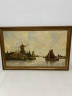Schilderij EVOLK - Molens en Zeilboot, Antiek en Kunst, Kunst | Schilderijen | Klassiek, Ophalen of Verzenden