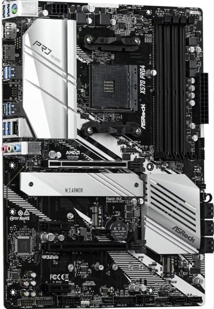 ASRock X570 Pro4 AMD AM4, Computers en Software, Moederborden, Zo goed als nieuw, AMD, DDR4, Ophalen of Verzenden