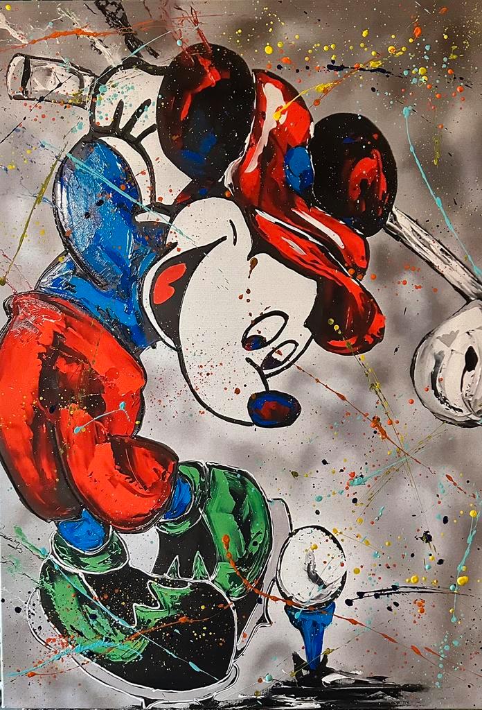 Mickey Mouse- Mixed Media- Katoenen canvasdoek-100x70cm, Verzamelen, Disney, Nieuw, Mickey Mouse, Ophalen of Verzenden