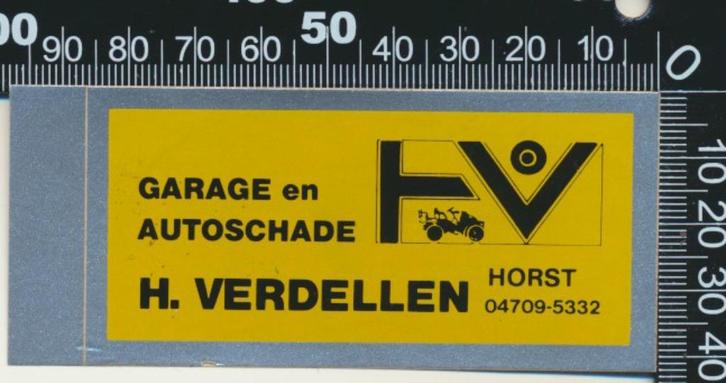 Sticker: Garage en Autoschade Verdellen - Horst, Verzamelen, Stickers, Zo goed als nieuw, Bedrijf of Vereniging, Verzenden