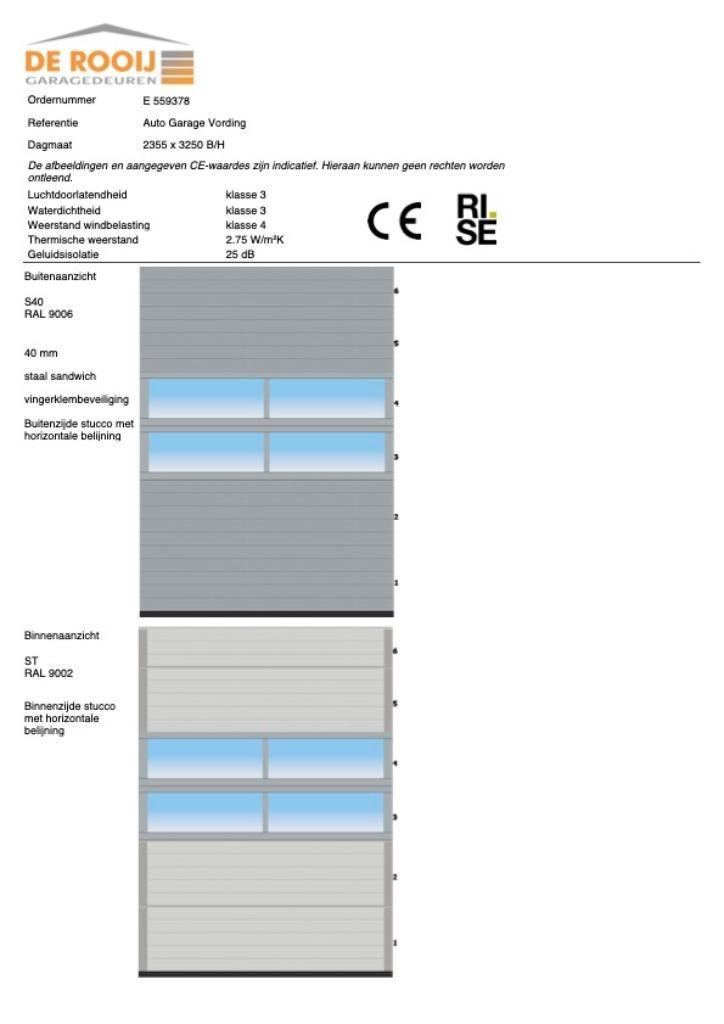 Elektrische Industriedeur Br. 2355 x H. 3250 NIEUW, Doe-het-zelf en Verbouw, Deuren en Horren, Nieuw, Garagedeur, 215 cm of meer