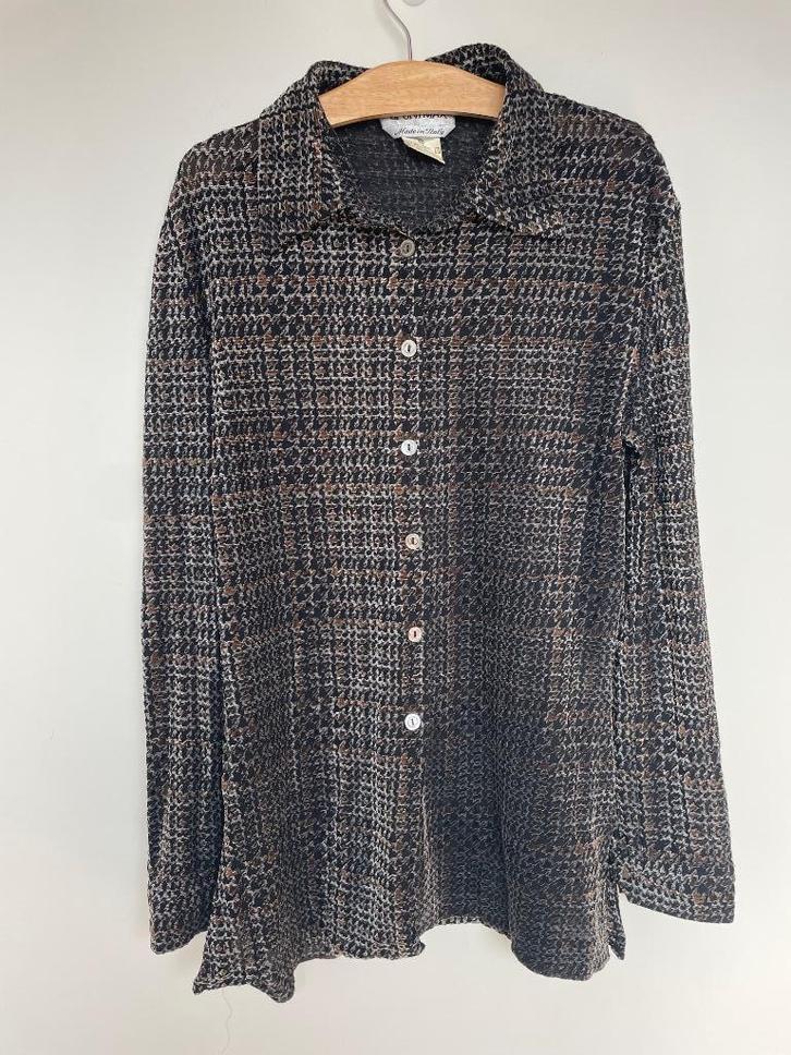 Sportmax pied de poule blouse getailleerd geborsteld maat M, Kleding | Dames, Blouses en Tunieken, Zo goed als nieuw, Maat 38/40 (M)