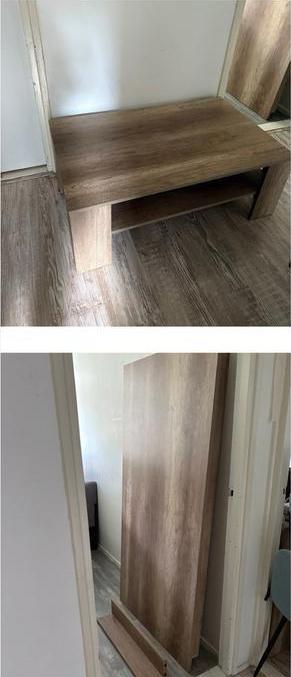 Complete meubelset eikenlook eettafel en salontafel beschikbaar voor biedingen