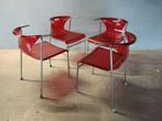 Set van 4 IKEA Elmer stoelen – rood transparant – chroom, Huis en Inrichting, Stoelen, Ophalen, Ikea collectibles PS vintage space age retro