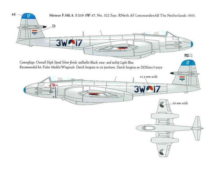 1/32 decals (uit DD32011) KLu Meteor F.Mk.8, Hobby en Vrije tijd, Modelbouw | Vliegtuigen en Helikopters, Nieuw, Vliegtuig, Groter dan 1:72