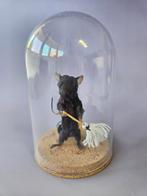 Taxidermy poetsmuis in stolpje, Ophalen of Verzenden, Nieuw, Overige soorten, Opgezet dier