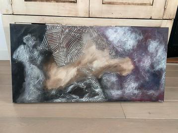Abstract Zilver Paars Schilderij beschikbaar voor biedingen