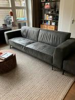 Stijlvolle leren bank met hocker, Ophalen, 250 tot 300 cm, Gebruikt, Rechte bank