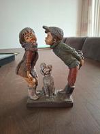 Vintage Beeldje: Jongen, Meisje en Hond, Ophalen of Verzenden, Gebruikt, Mens