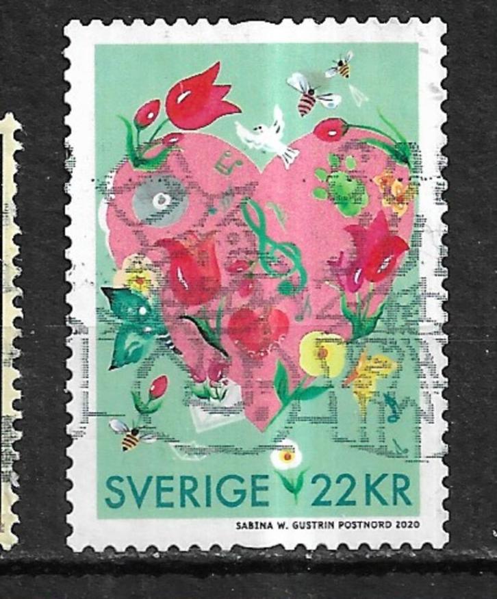 260-25 Zweden 2020 / Love - Heart nom. ZK 22.00, Postzegels en Munten, Postzegels | Europa | Scandinavië, Gestempeld, Zweden, Verzenden