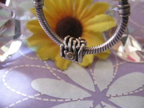 Pandora bedel 790569DN = golven + 3 x DIAMANT in 14 krt GOUD, Sieraden, Tassen en Uiterlijk, Bedels, Pandora, Zilver, 1 bedel