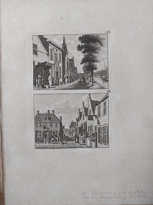 363-364 Stadhuis Kerk Herberg Sloten Friesland unieke uitgav, Antiek en Kunst, Kunst | Etsen en Gravures, Ophalen of Verzenden