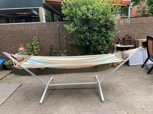 Mooie hangmat met hoogwaardige stalen buisframe, Tuin en Terras, Hangmatten, Gebruikt, Eenpersoons, Met standaard, Opvouwbaar