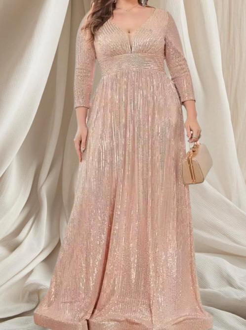 Champagnekleurige galajurk met 3kwart mouwen mt 46 en 48, Kleding | Dames, Gelegenheidskleding, Nieuw, Galajurk, Maat 46/48 (XL) of groter