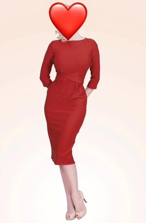 TOPVINTAGE TOP VINTAGE RETRO TATYANA JURK S 36 TANGERINE, Kleding | Dames, Jurken, Nieuw, Maat 36 (S), Rood, Onder de knie, Ophalen of Verzenden